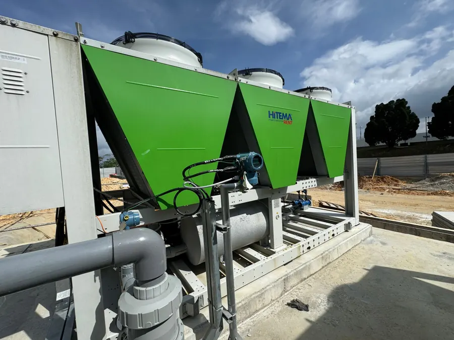 Chiller installation with piping and controls