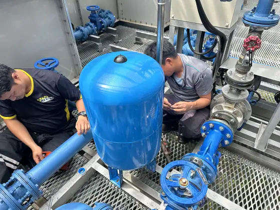 Pump system controls and pipework