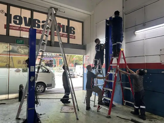 Installing a vehicle lifter at a workshop